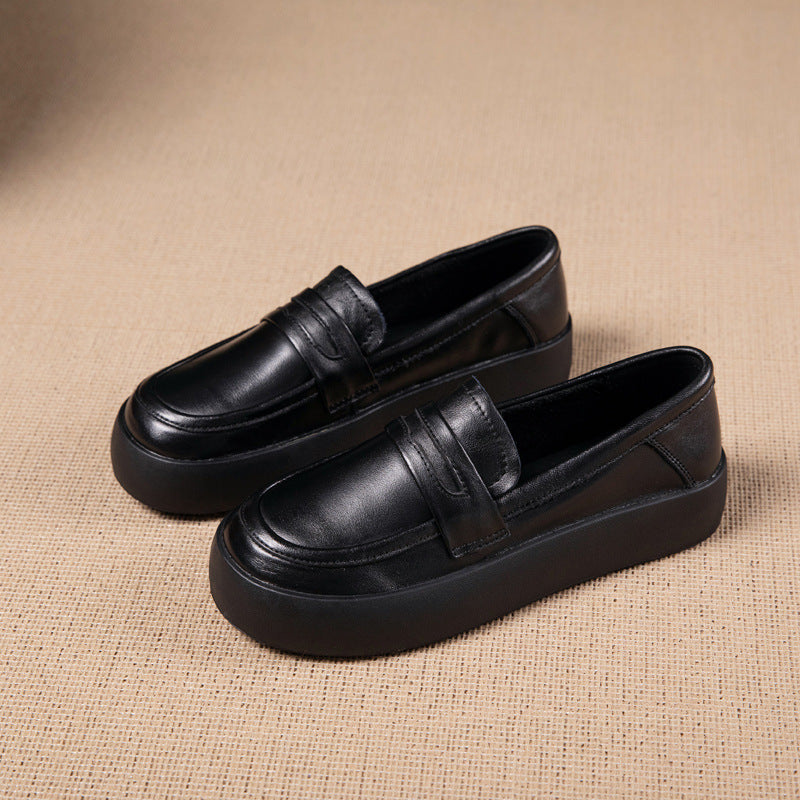 Layer Cowhide Slip-on Flat Commuter Pumps Loafers