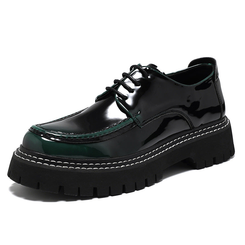 Men's Head British Patent Breathable Business Formal Leather Shoes