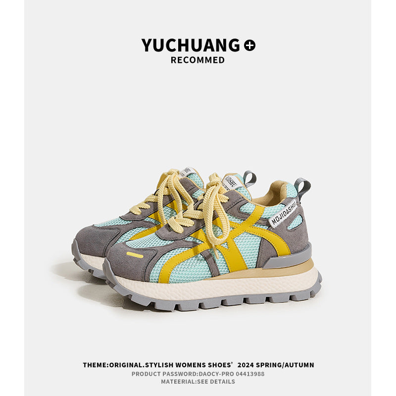 Women's Autumn Thick Bottom Heightened Daddy Mesh Breathable Retro Women's Sports Shoes