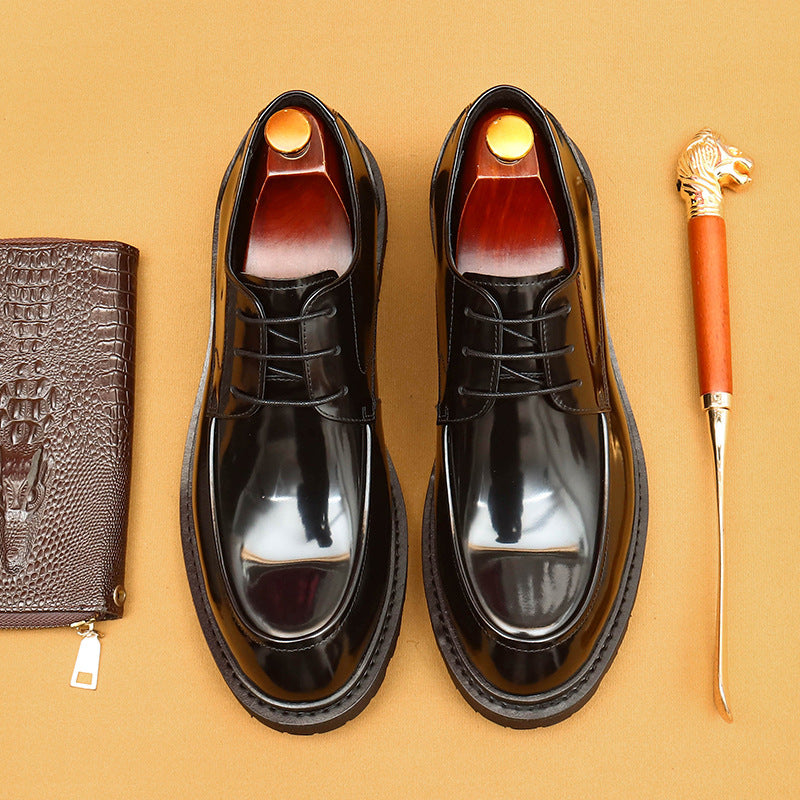 Men's Genuine Formal Wear British Derby Patent Leather Shoes