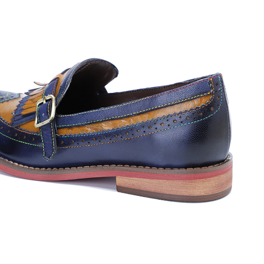 Women's Color Retro Matching Tassel Flat Bottom Loafers