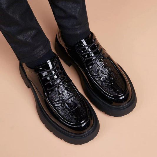 Men's Style Breathable Thick Bottom Hight Increasing Leather Shoes