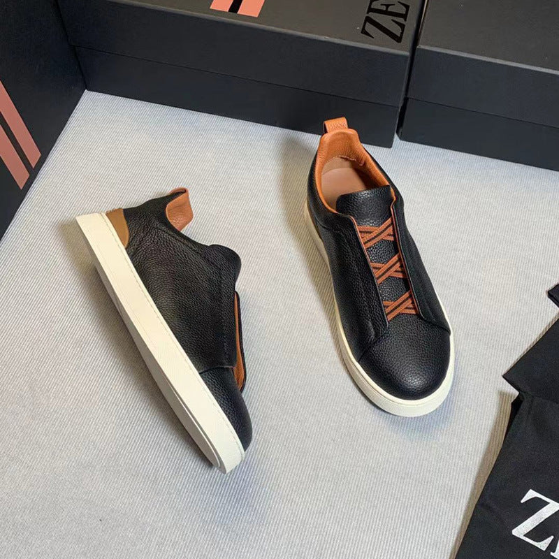 Men's Store Slip-on First Layer Cowhide Sports Sneakers