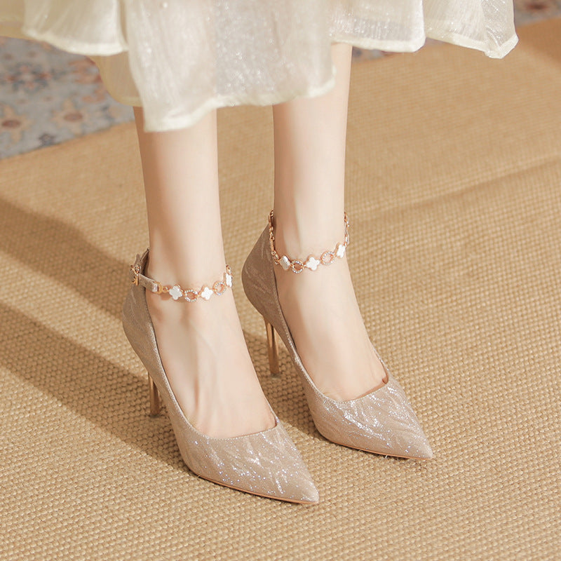 Women's High Elegant Pointed Stiletto Crystal Bridesmaid Wedding Women's Fashion Shoes