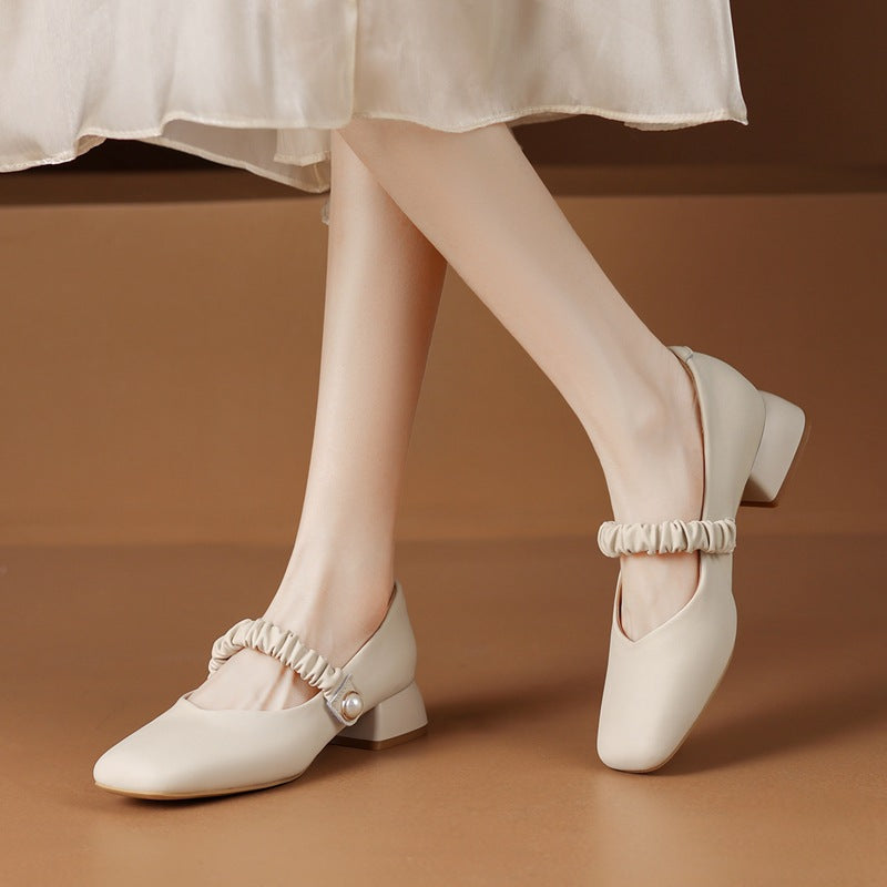 Women's Mary Jane Square Toe Low-cut Small Chunky Men's Shoes