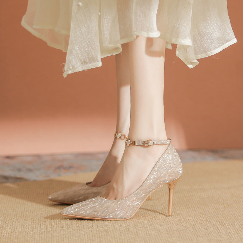 Women's High Elegant Pointed Stiletto Crystal Bridesmaid Wedding Women's Fashion Shoes