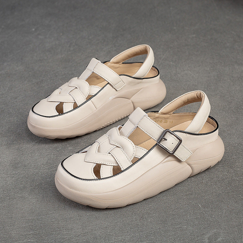 Women's Breathable Buckle Thick Bottom Top Layer Women's Shoes