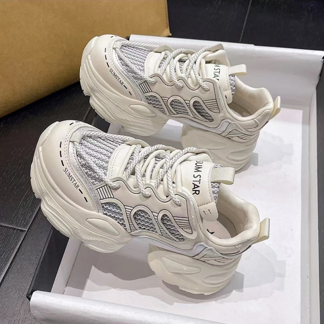 Women's Mesh Breathable Platform Dad Spring Lace Sneakers