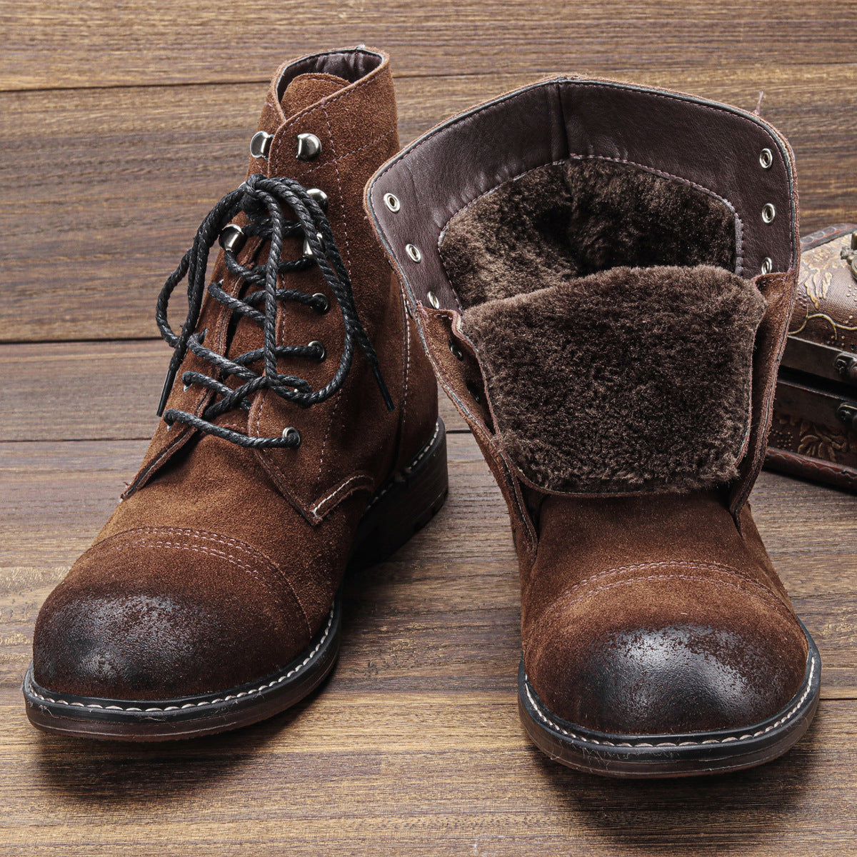 Men's American Retro First Layer Cowhide Tooling Boots