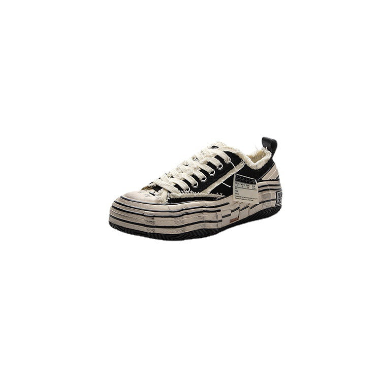 Women's Beggar Summer Board Distressed Cork Dirty Canvas Shoes