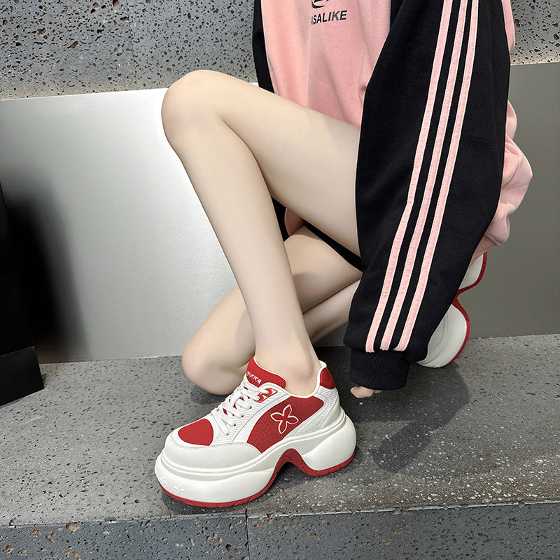 Women's Dad Spring Cruciate Flower Thick Sole Height Women's Sports Shoes