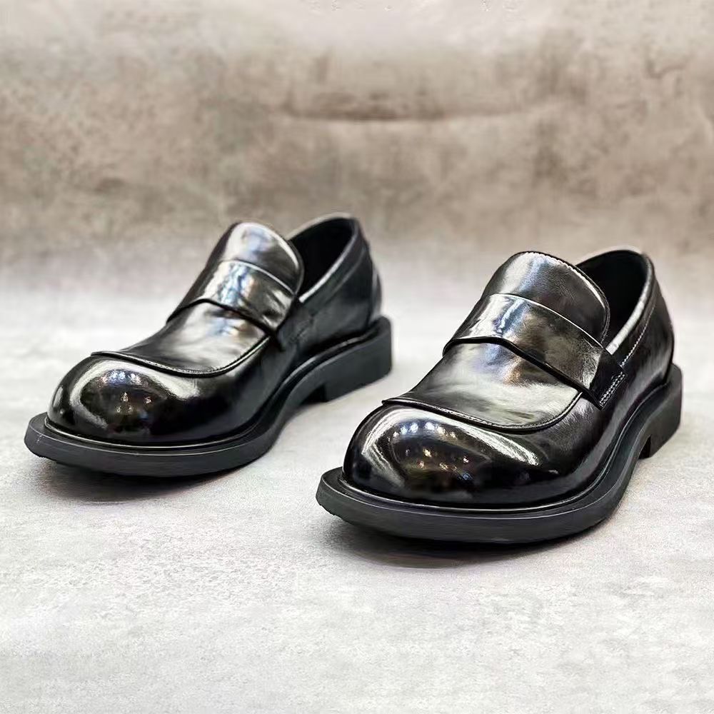 Men's Derby Spring Black Big Head British Style Leather Shoes