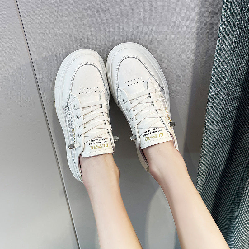 Women's Mesh Surface White Summer Breathable Flat Casual Shoes