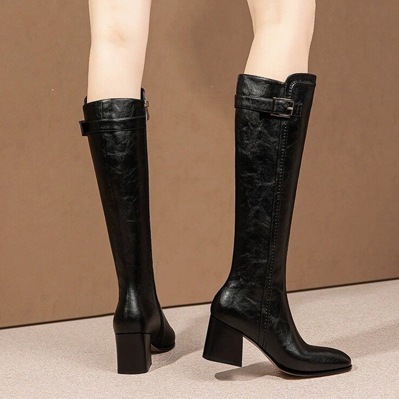Below The Knee Square Toe High Leg Boots