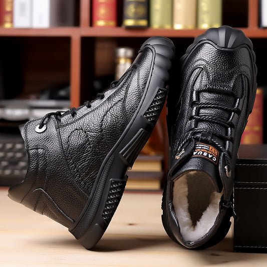 Men's Cotton Winter Warm Front Side Zipper Real Men's Shoes