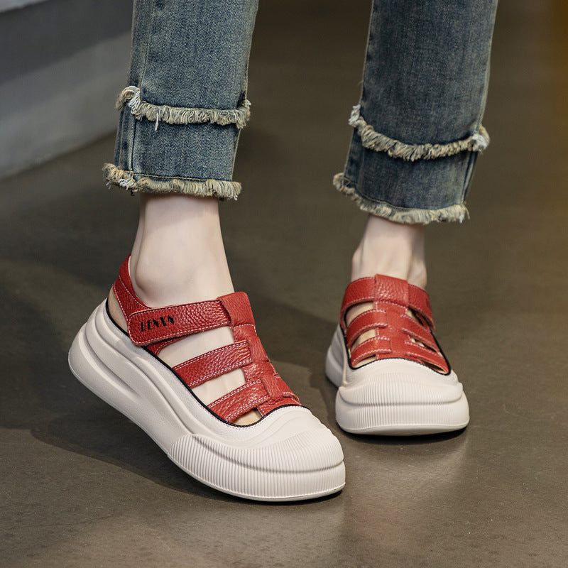 Women's Top Layer Cowhide Platform Summer Breathable Leisure Sandals