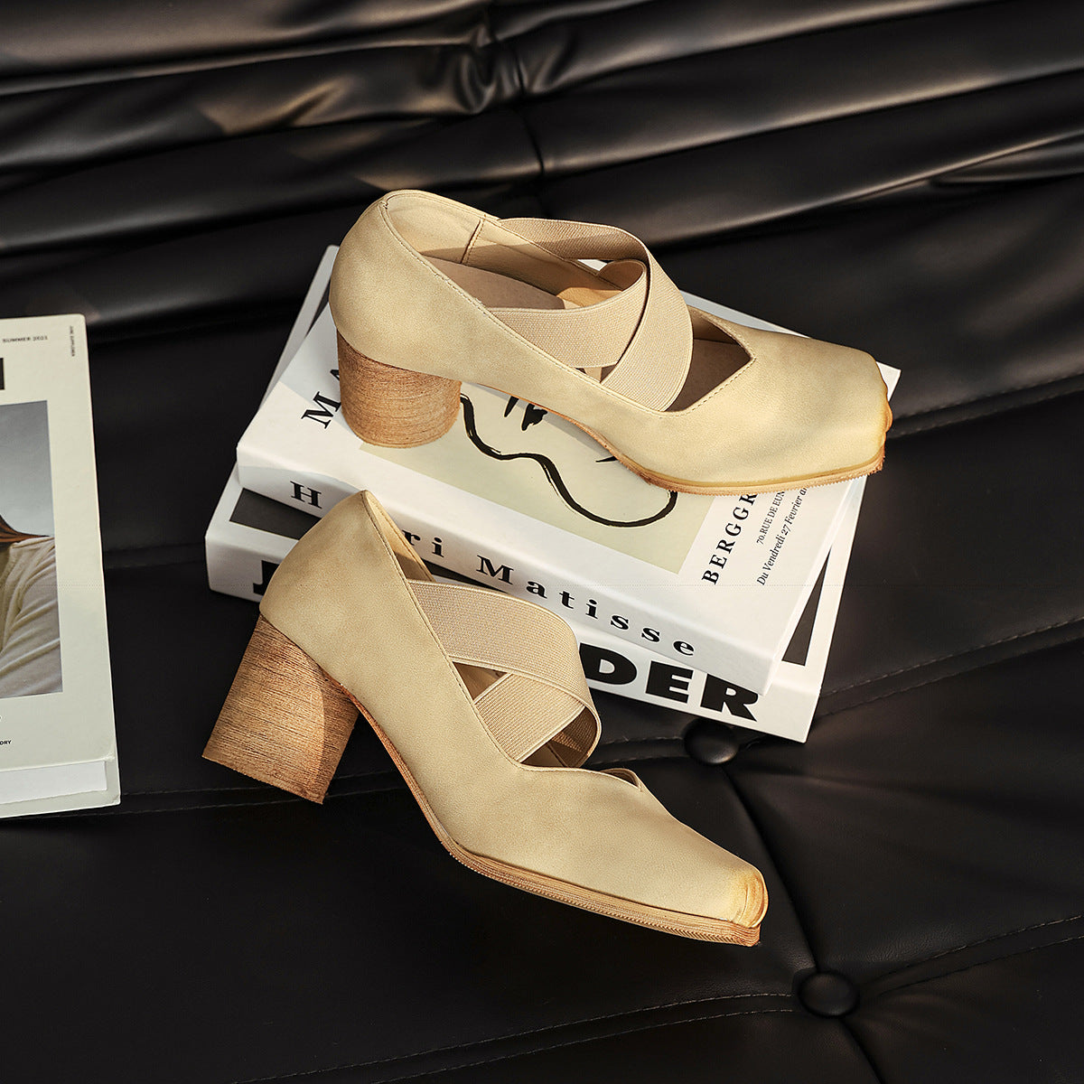 Women's Retro French Pig Nose Chunky Cross Women's Shoes