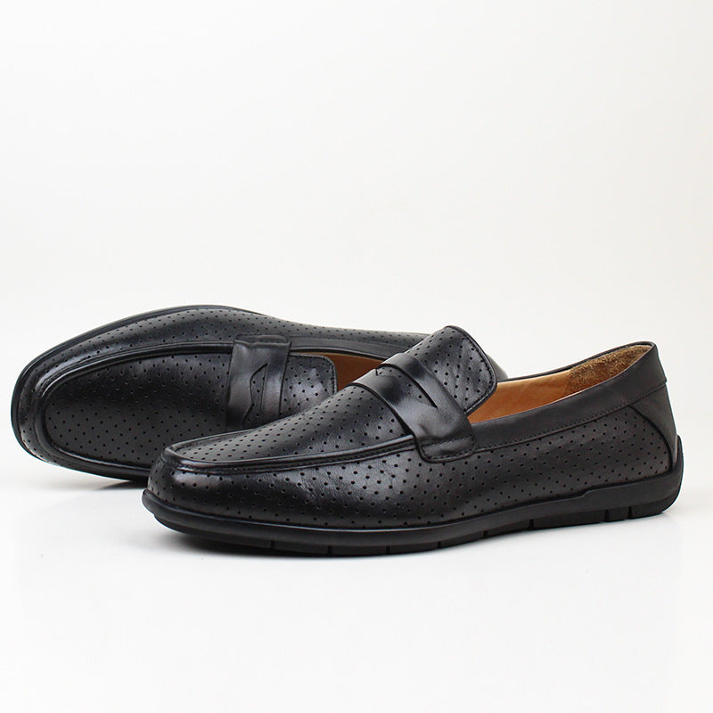 Men's Genuine Cattlehide Surface Summer Breathable One Pedal Loafers