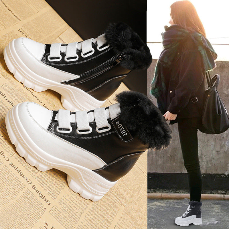 Women's Platform Thick Bottom Thin Short Tube Casual Shoes