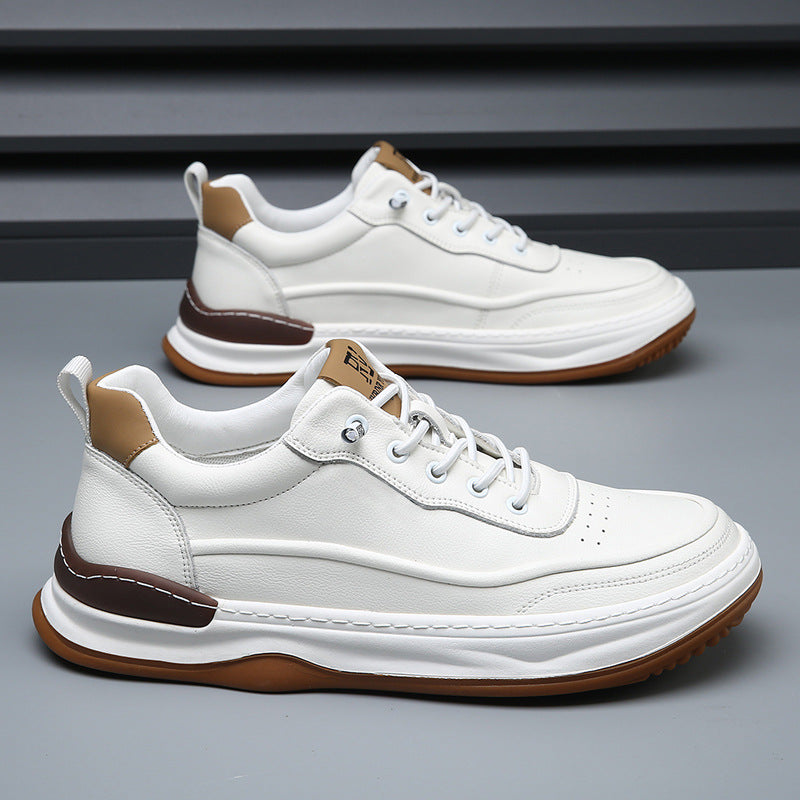 Men's Genuine Spring Fashion Head Tilt White Thick Bottom Men's Board Shoes