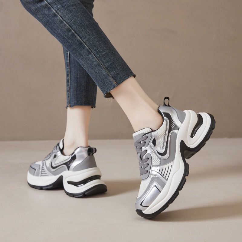 Luo Xing River Thick Bottom Sier Dad Female Genuine Elevator Sneakers