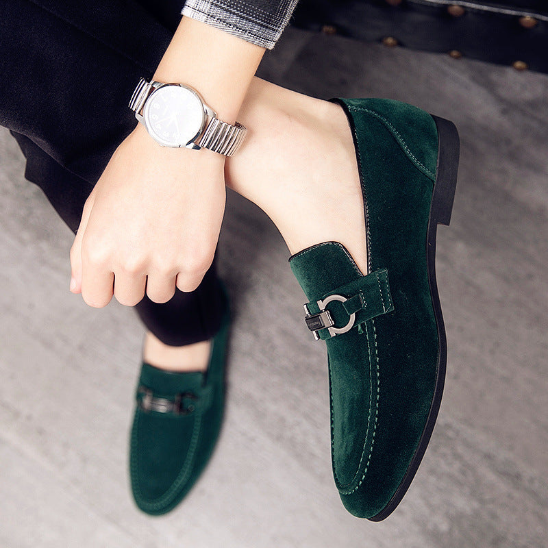 Men's Frosted Suede Club Hairdresser Height Increasing Insole Leather Shoes