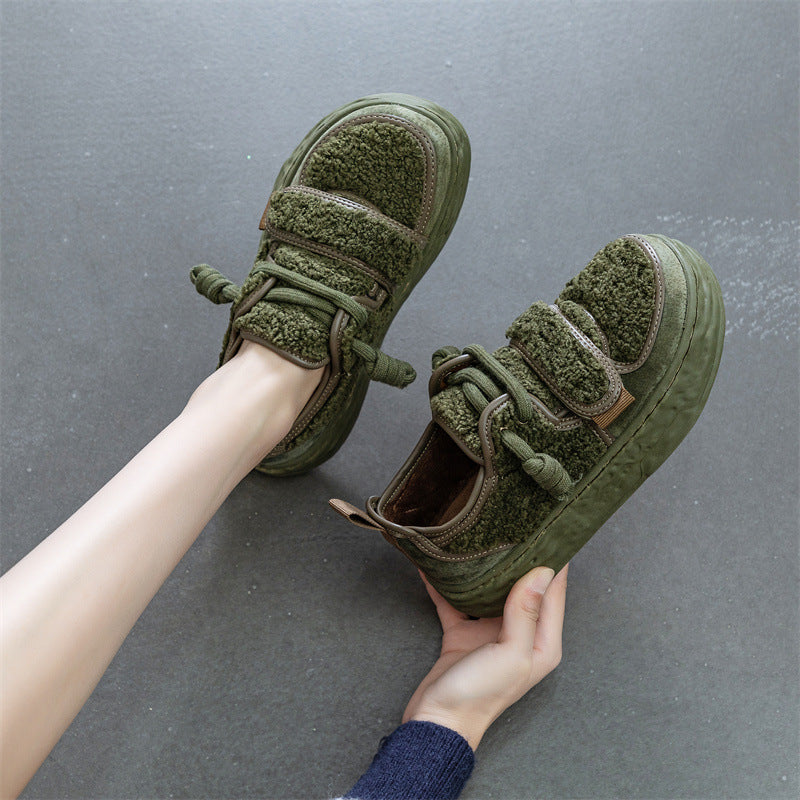 Women's Fluffy Winter Flat Ugly Cute Big Head Women's Shoes