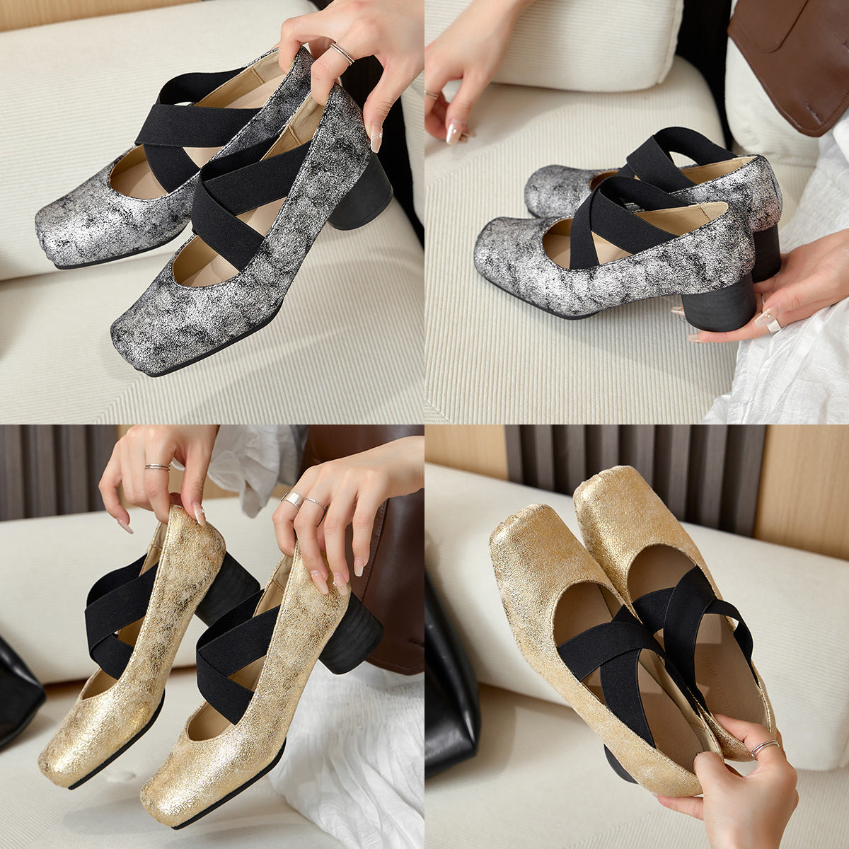 Women's Ballet Dance Mid Mary Jane Retro Cross Strap Women's Shoes