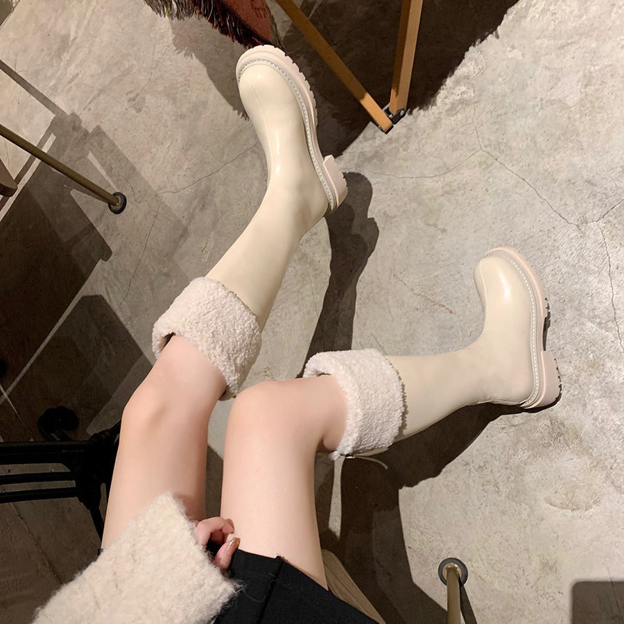 Women's Mom Winter Fleece-lined Fluffy Thick Bottom Snow Boots