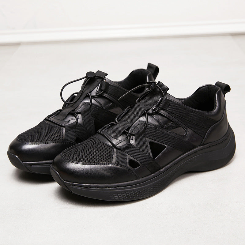 Men's Cowhide Mesh Breathable Comfortable Fashion Sports Sneakers