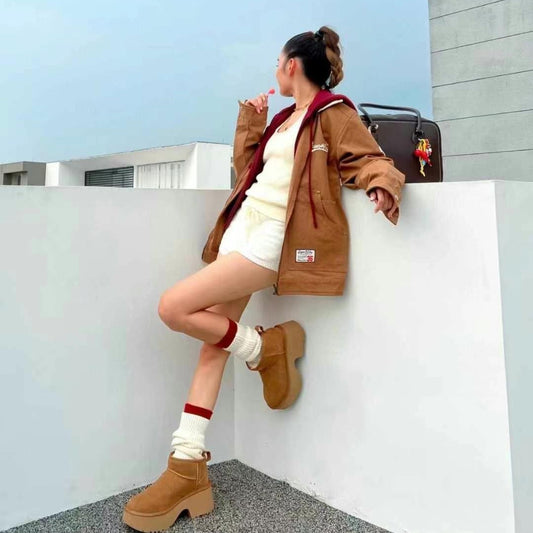 Women's Platform Mermaid Wedge Heightening Thickening Wool Boots