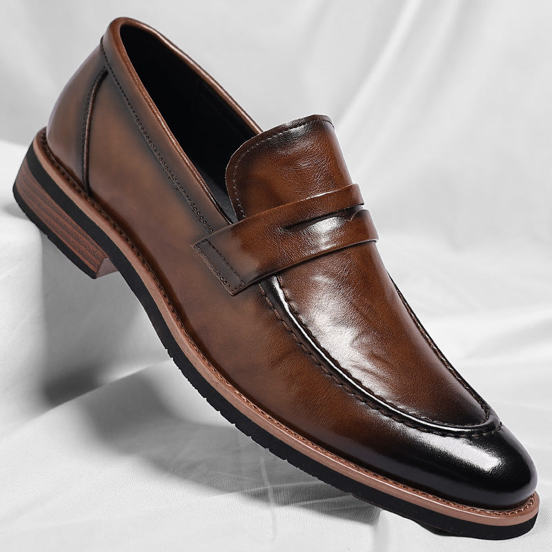 Men's British Style Slip-on Soft Bottom High Leather Shoes