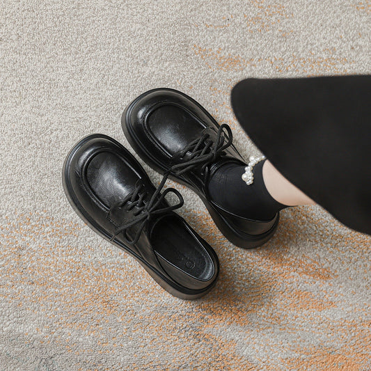 Women's Authentic British Style Platform Retro Square Loafers
