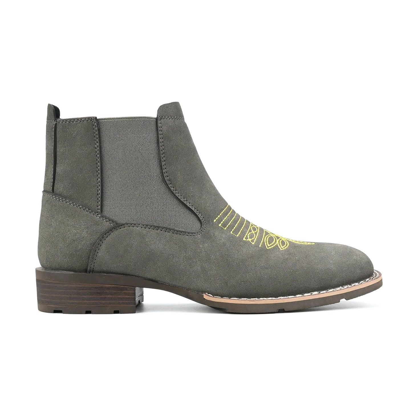 Men's Durable Embroidered Slip-on Chelsea Martin Boots