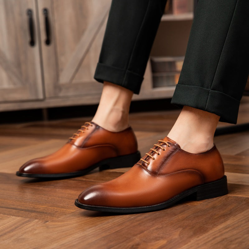 Men's Plus Size Genuine Formal Business British Leather Shoes