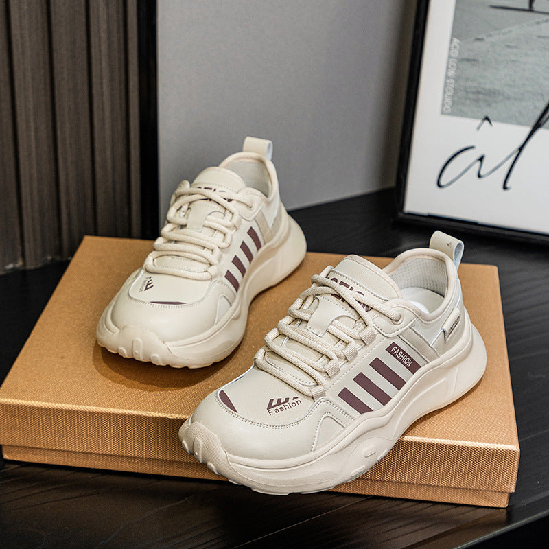 Women's Large Size White Spring Sports Daddy Casual Shoes