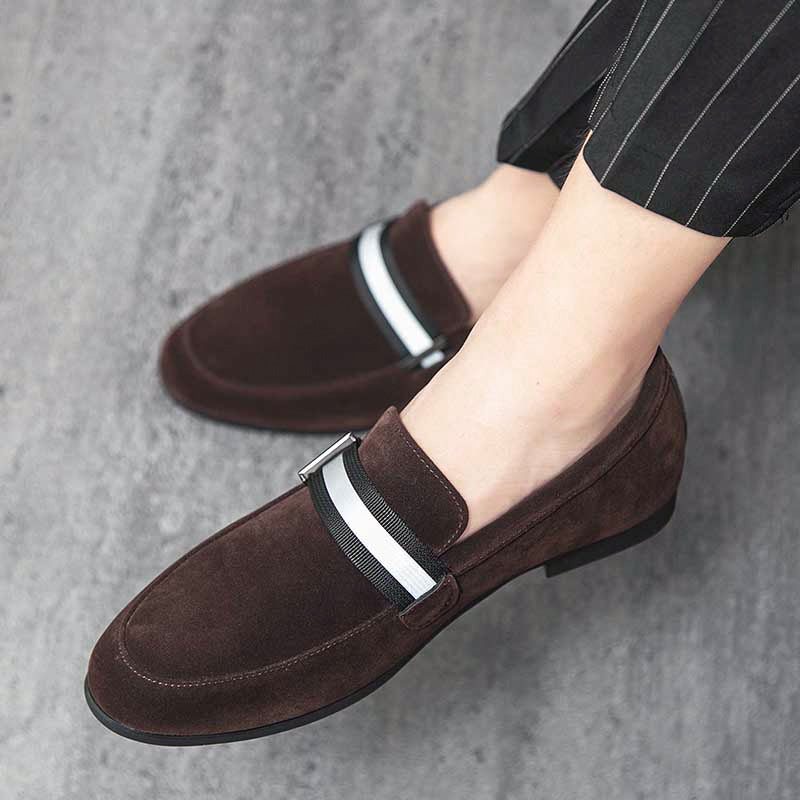 Men's Frosted Suede Club Hairdresser Height Increasing Insole Leather Shoes