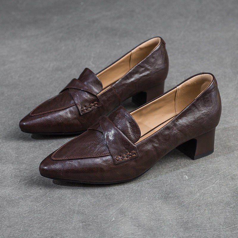 Women's Shu Spring Low-cut British Style Sheepskin Loafers
