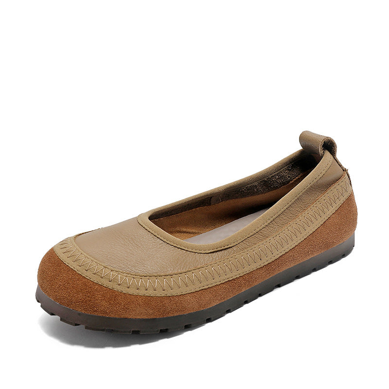 Women's Retro Genuine Shallow Mouth Soft Bottom Casual Shoes