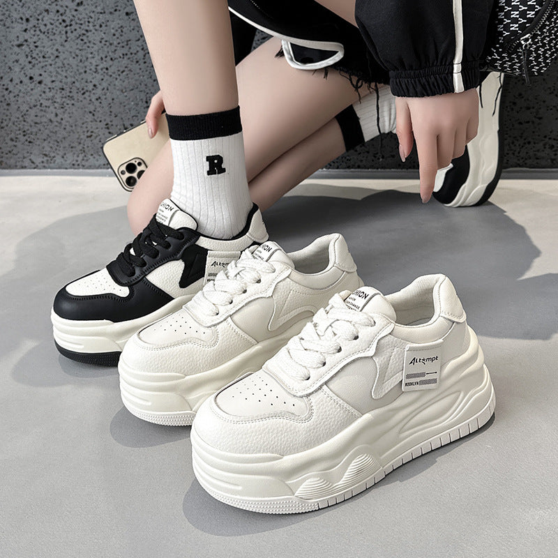 Women's Genuine Spring Platform Hidden White Thick Casual Shoes