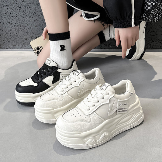 Women's Genuine Spring Platform Hidden White Thick Casual Shoes
