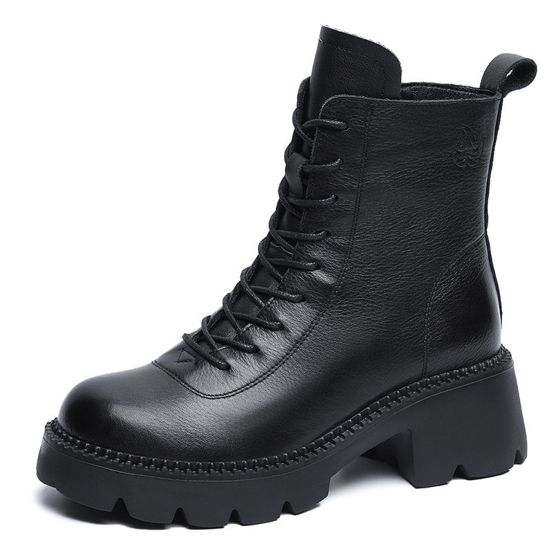 Women's First Layer Cowhide Retro Heightened Trendy Boots