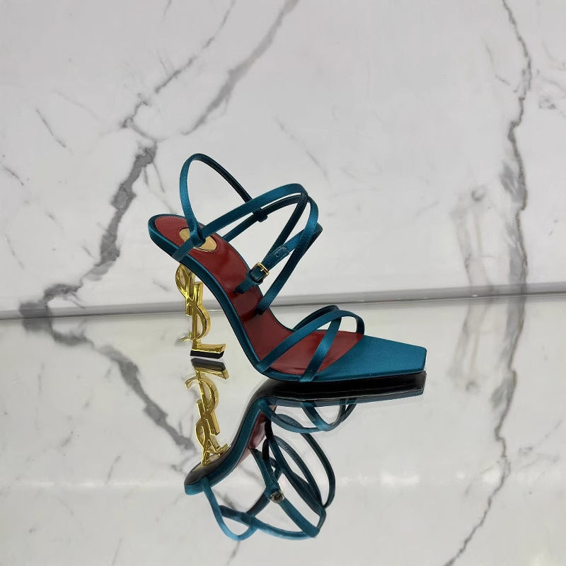 Women's Letter Elegant Cross Open Toe Stilettos Sexy Sandals