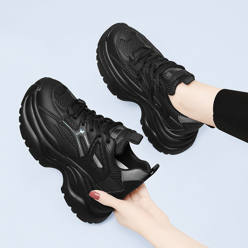 Women's Clunky Fashionable Platform Soft Running Black Women's Sports Shoes