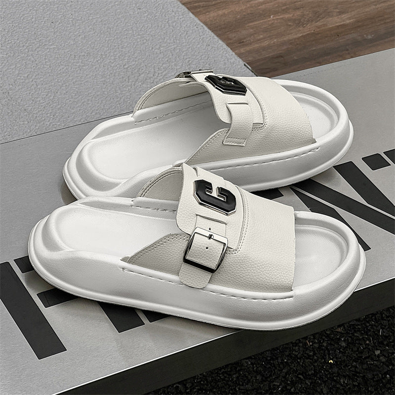 Men's White Outerwear Fashion High-grade Summer Soft Slippers