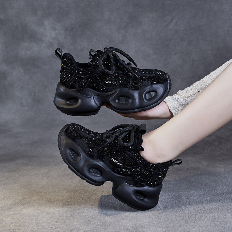 Women's Hot Rhinestone Dad Thick Bottom Small Casual Shoes