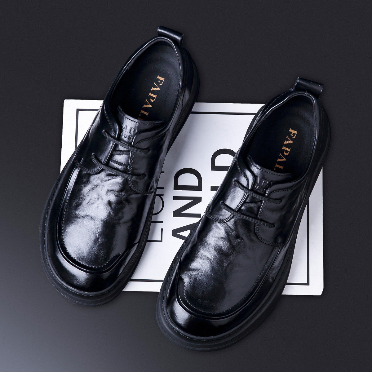 Men's Layer Cowhide Big Head Commuter British Style Men's Business Leather Shoes