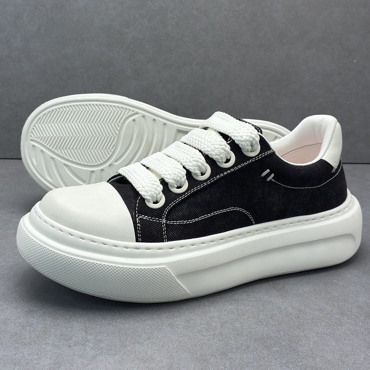 Men's Cloth Lightweight Platform Cowhide Green Fashion Men's Board Shoes