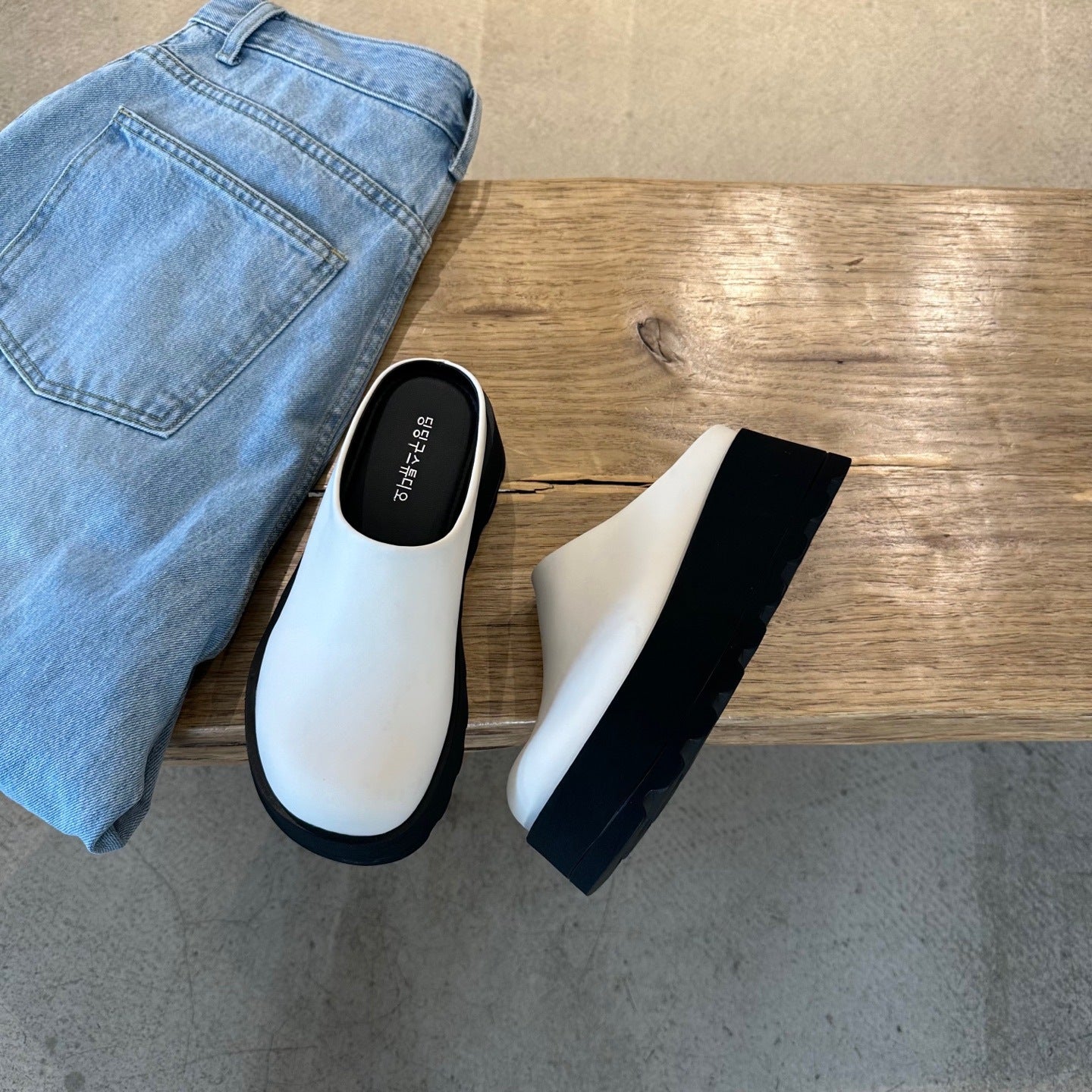 Women's Muffin Thick Bottom Toe Cap Half Spring Slip-on Retro Slippers