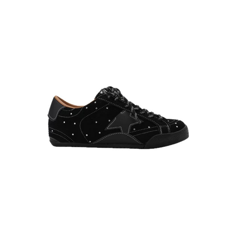 Women's Genuine Retro Black Warrior Star Little Dirty Distressed Hight Increasing Sneakers